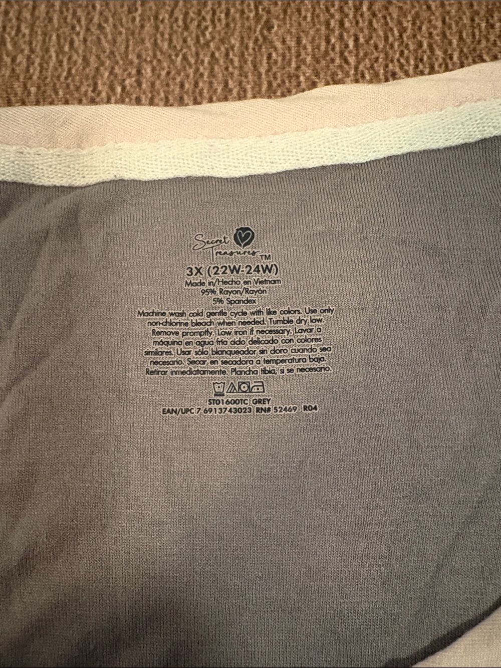 Secret Treasures Gray and Pink Printed Two-Piece Sleep Set - Picture 4 of 4